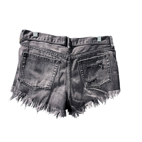 We The Free People Black Distressed Denim Jean Shorts Size 28 Western Casual - Picture 5 of 6